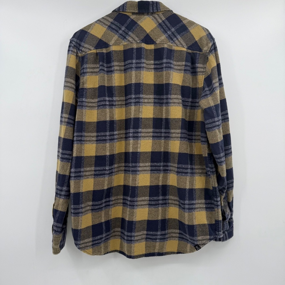 Vans Shirt Men Medium Yellow Blue Plaid Flannel Long Sleeve Button Up Cotton - Picture 6 of 12